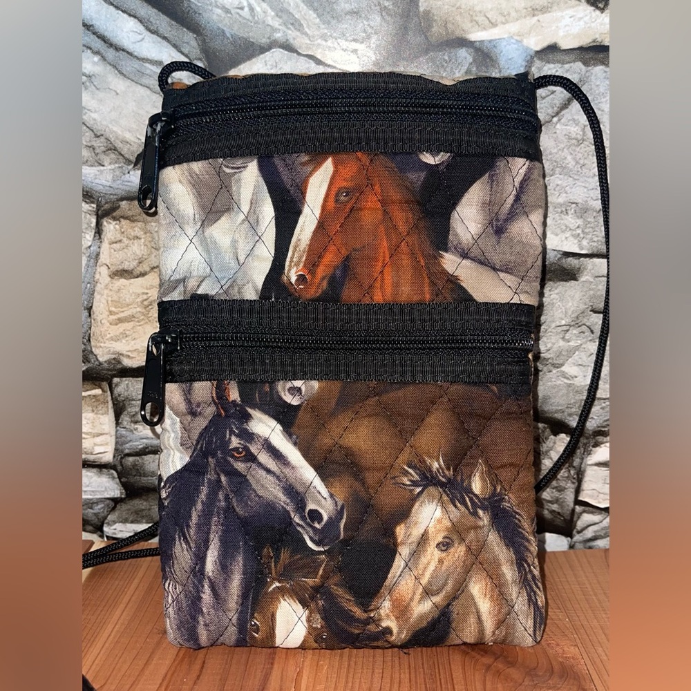 Horse Print Quilted Crossbody Bag